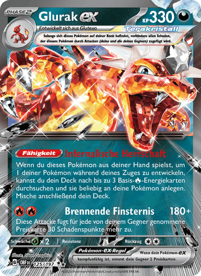 Glurak-ex 125/197 Obsidianflammen Pokémon Karte