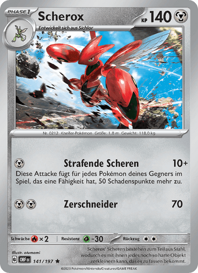 Scherox 141/197 Obsidianflammen Pokémon Karte