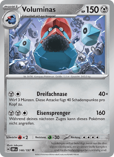 Voluminas 146/197 Obsidianflammen Pokémon Karte