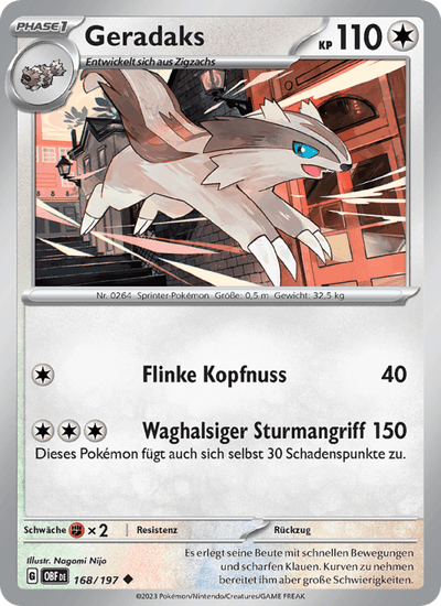 Geradaks 168/197 Obsidianflammen Pokémon Karte