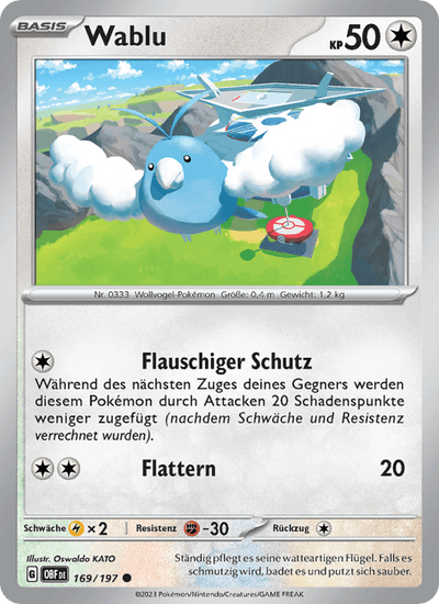 Wablu 169/197 Obsidianflammen Pokémon Karte