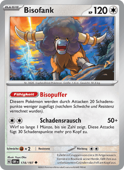 Bisofank 174/197 Obsidianflammen Pokémon Karte