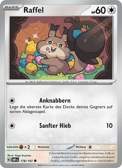 Raffel 178/197 Obsidianflammen Pokémon Karte
