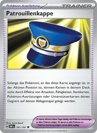 Patrouillenkappe 191/197 Obsidianflammen Pokémon Karte