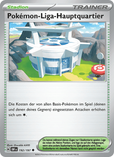 Pokémon-Liga-Hauptquartier 192/197 Obsidianflammen Pokémon Karte