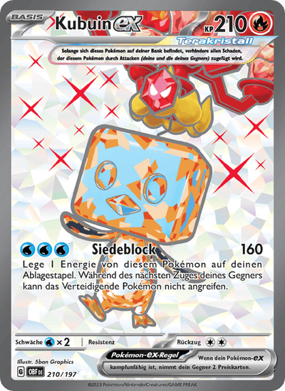 Kubuin-ex 210/197 Obsidianflammen Pokémon Karte