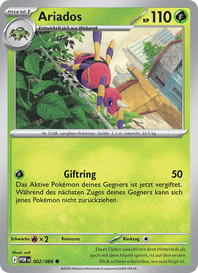 Ariados 002/088 Optimale Ordnung Pokémon Karte