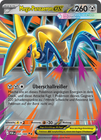 Mega-Panzaeron-ex 055/088 Optimale Ordnung Pokémon Karte