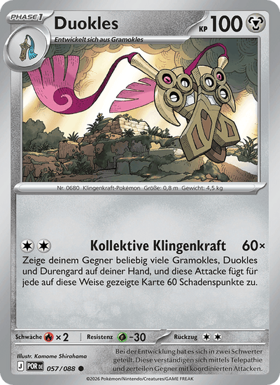 Duokles 057/088 Optimale Ordnung Pokémon Karte