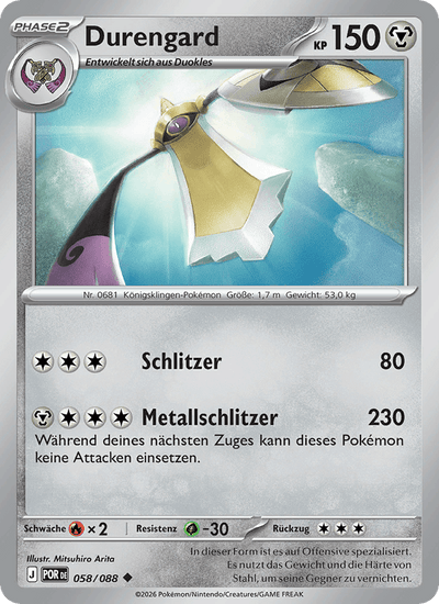 Durengard 058/088 Optimale Ordnung Pokémon Karte