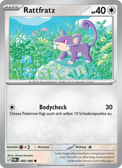 Rattfratz 060/088 Optimale Ordnung Pokémon Karte