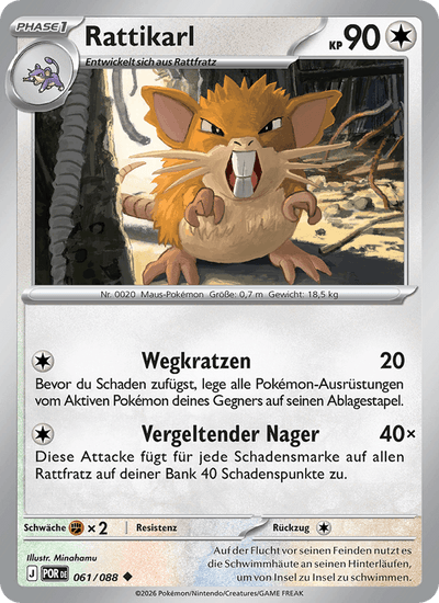 Rattikarl 061/088 Optimale Ordnung Pokémon Karte
