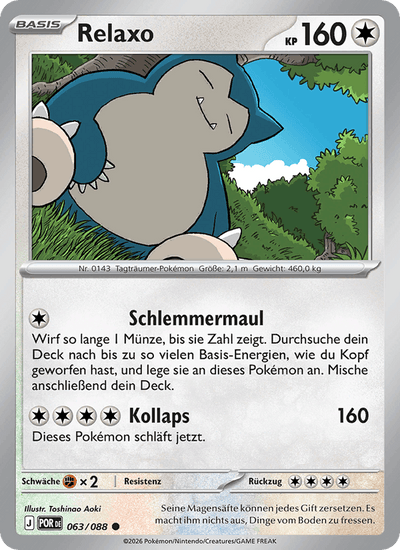 Relaxo 063/088 Optimale Ordnung Pokémon Karte