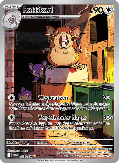 Rattikarl 099/088 Optimale Ordnung Pokémon Karte
