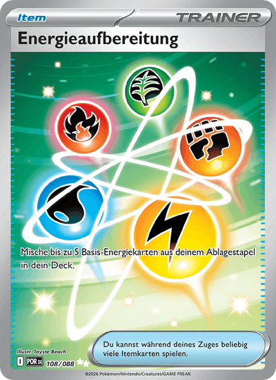 Energieaufbereitung 108/088 Optimale Ordnung Pokémon Karte