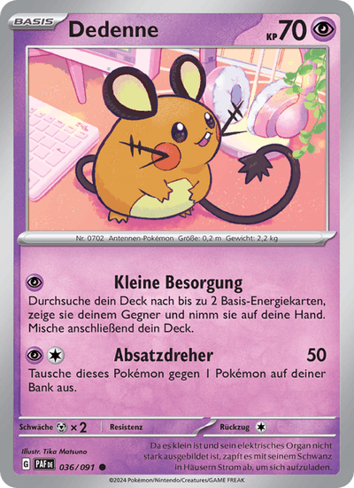 Dedenne 036/091 Paldeas Schicksale Pokémon Karte