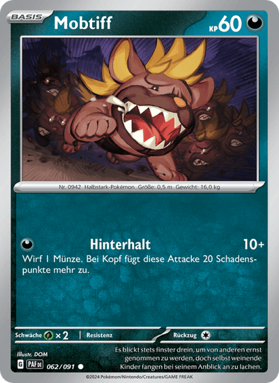 Mobtiff 062/091 Paldeas Schicksale Pokémon Karte