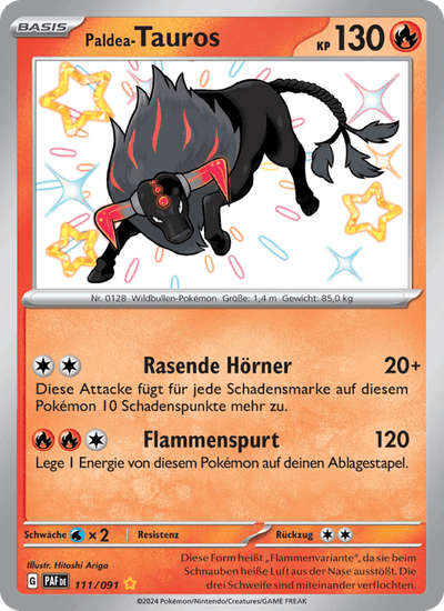 Paldea-Tauros 111/091 Paldeas Schicksale Pokémon Karte