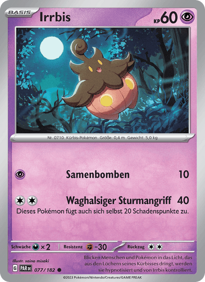 Irrbis 077/182 Paradoxrift Pokémon Karte