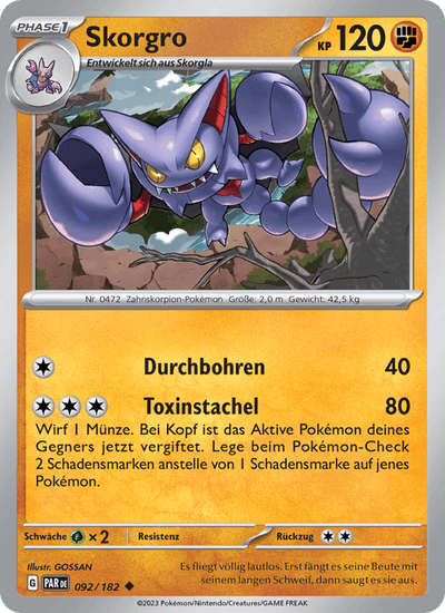 Skorgro 092/182 Paradoxrift Pokémon Karte