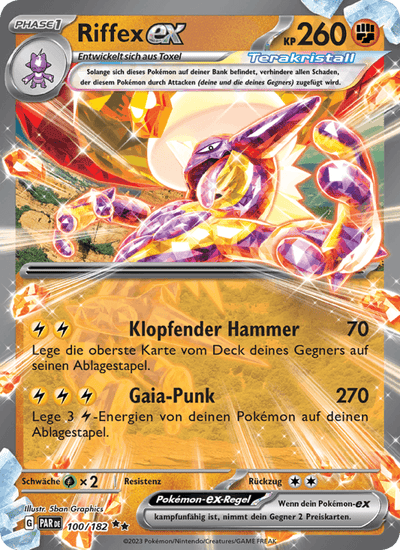 Riffex-ex 100/182 Paradoxrift Pokémon Karte