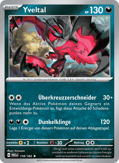 Yveltal 118/182 Paradoxrift Pokémon Karte