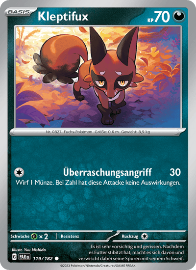Kleptifux 119/182 Paradoxrift Pokémon Karte