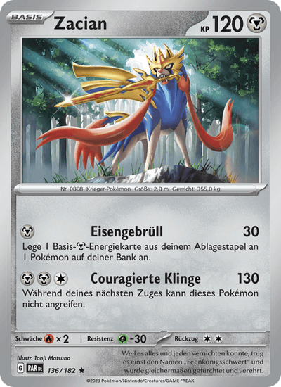 Zacian 136/182 Paradoxrift Pokémon Karte
