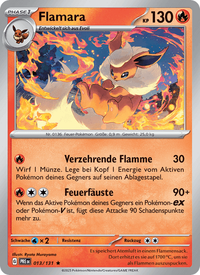 Flamara 013/131 Prismatische Entwicklungen Pokémon Karte