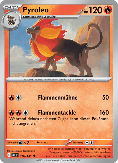 Pyroleo 016/131 Prismatische Entwicklungen Pokémon Karte