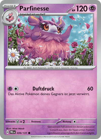 Parfinesse 039/131 Prismatische Entwicklungen Pokémon Karte