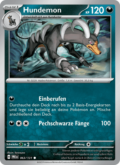 Hundemon 063/131 Prismatische Entwicklungen Pokémon Karte