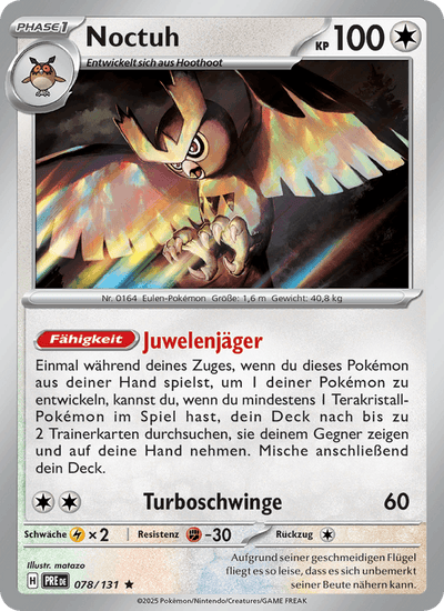 Noctuh 078/131 Prismatische Entwicklungen Pokémon Karte