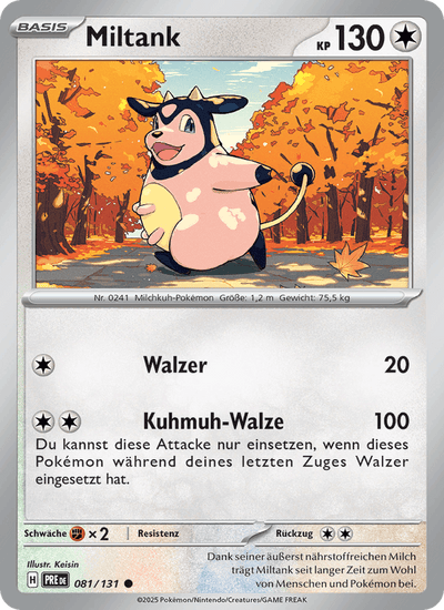 Miltank 081/131 Prismatische Entwicklungen Pokémon Karte