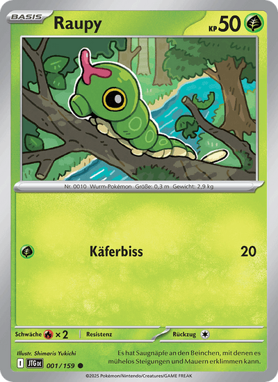 Raupy 001/159 Reisegefährten Pokémon Karte