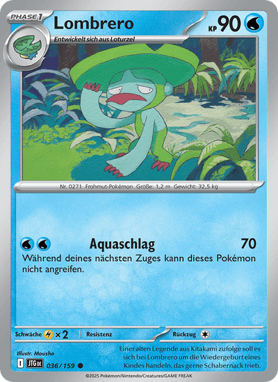 Lombrero 036/159 Reisegefährten Pokémon Karte