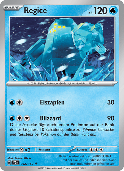 Regice 042/159 Reisegefährten Pokémon Karte