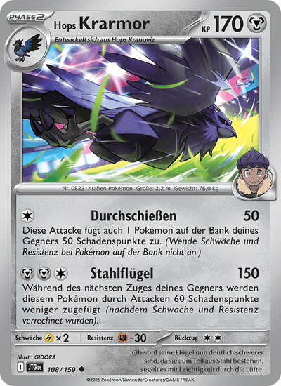 Hops Krarmor 108/159 Reisegefährten Pokémon Karte