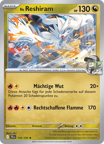 Ns Reshiram 116/159 Reisegefährten Pokémon Karte