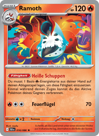Ramoth 016/086 Schwarze Blitze Pokémon Karte