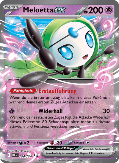 Meloetta-ex 044/086 Schwarze Blitze Pokémon Karte