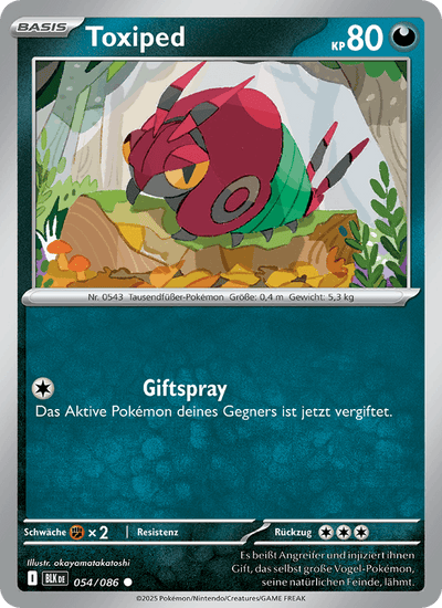 Toxiped 054/086 Schwarze Blitze Pokémon Karte