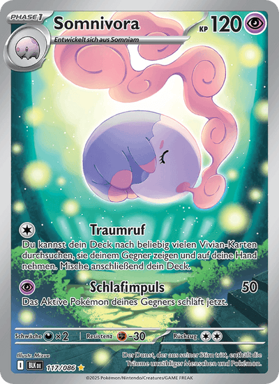 Somnivora 117/086 Schwarze Blitze Pokémon Karte