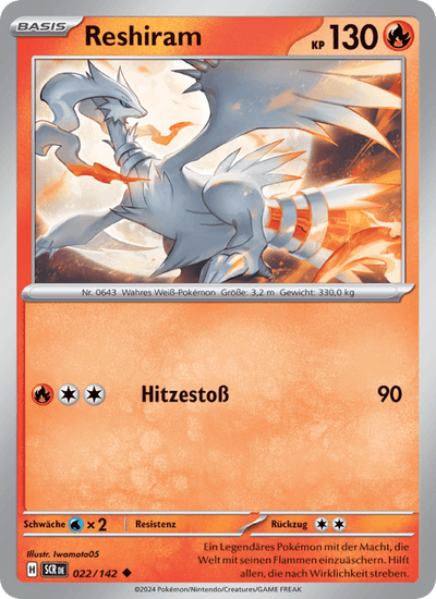 Reshiram 022/142 Stellarkrone Pokémon Karte