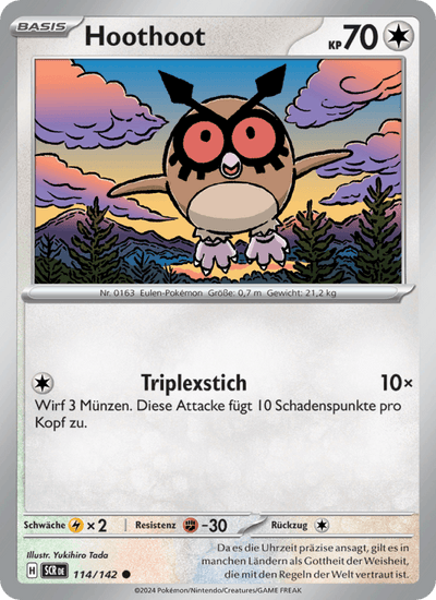 Hoothoot 114/142 Stellarkrone Pokémon Karte
