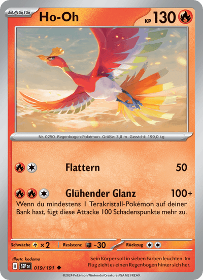 Ho-Oh 019/191 Stürmische Funken Pokémon Karte