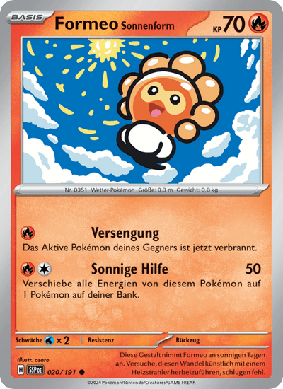 Formeo Sonnenform 020/191 Stürmische Funken Pokémon Karte