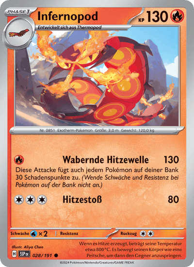 Infernopod 028/191 Stürmische Funken Pokémon Karte