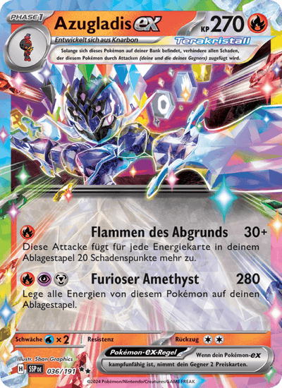 Azugladis-ex 036/191 Stürmische Funken Pokémon Karte