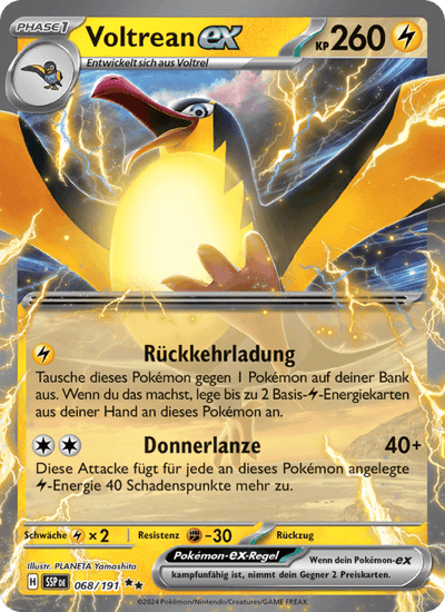 Voltrean-ex 068/191 Stürmische Funken Pokémon Karte